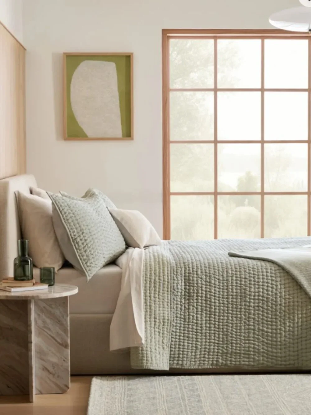 NIB Quince European Linen Cotton Stitch Quilt Set - Queen - Willowleaf